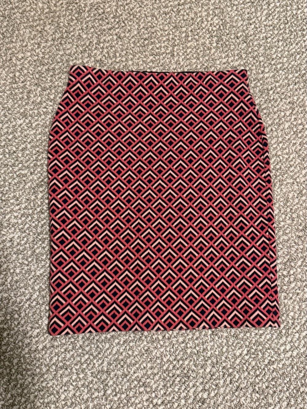 Geometric Pink and Black Pencil Skirt LOFT Small